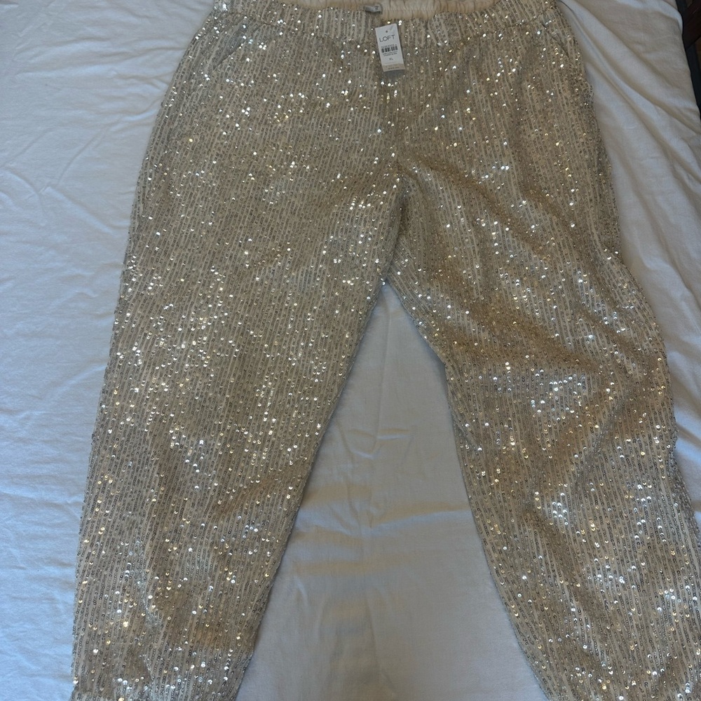 LOFT Sequin Jogger Pants - NWT - Size XL